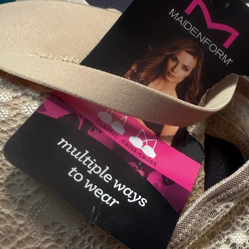Maidenform Lacy Demi Coverage Push-Up UW Multi-Way Bra Nude NWT 36A - Picture 9 of 14